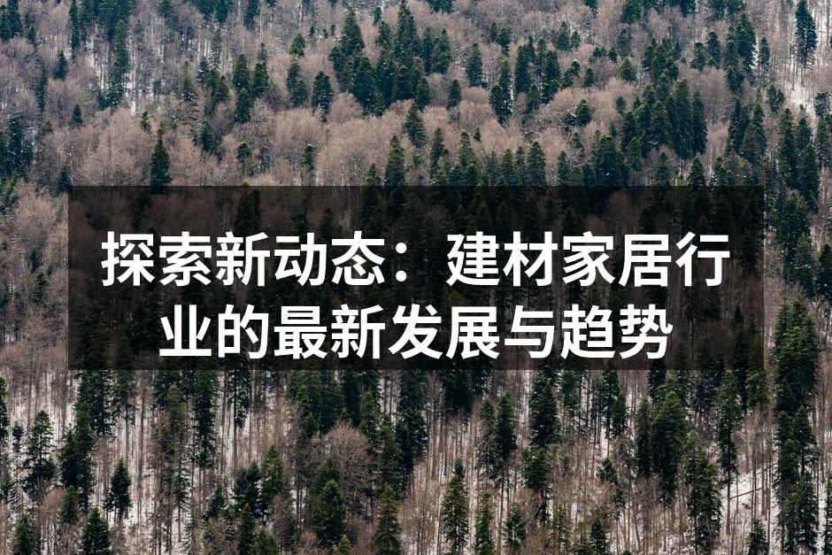 探索新动态：建材家居行业的最新发展与趋势