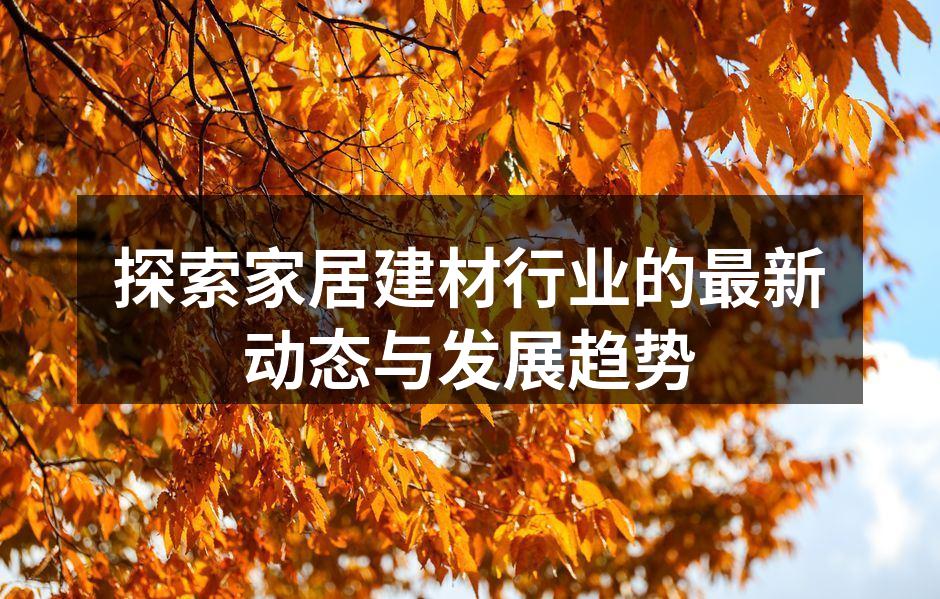 探索家居建材行业的最新动态与发展趋势